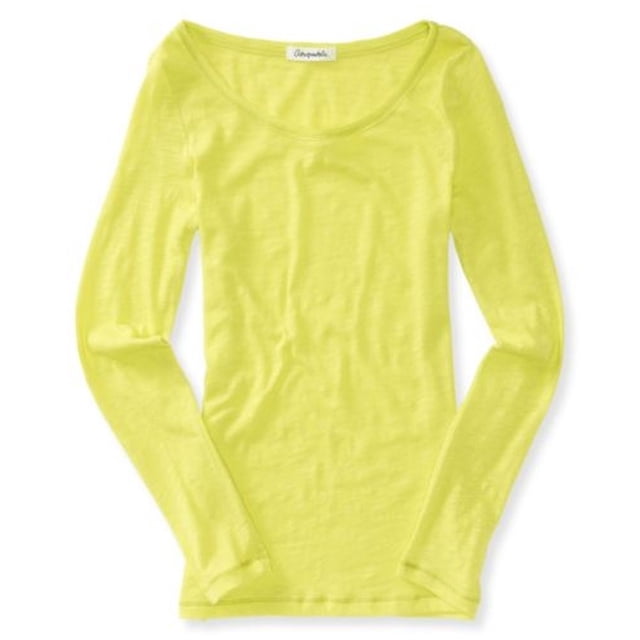 Aeropostale Solid Ls Camiseta básica para mujer, verde, extragrande