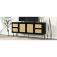thumbnail image 4 of Country Tv Stand With , Gold Metal Base, Black, Accommodates 70'' Tvs, Woven Media Console Plenteous Storage Options Modern Stand, Black And Gold, For Abundant, 4 of 6