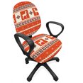 thumbnail image 1 of Ethnic Office Chair Slipcover, South American Traditional Ornaments with Llama and Folk Motifs, Protective Stretch Decorative Fabric Cover, Standard Size, Burnt Sienna Brown, by Ambesonne, 1 of 5