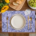 thumbnail image 4 of Purple Navy Blue Placemats Set of 8, Retro Botanical Abstract Art Placemats for Dining Table, Place Mats for Kitchen Tabletop, Waterproof Wipeable Dining Table Mats Set, 4 of 9
