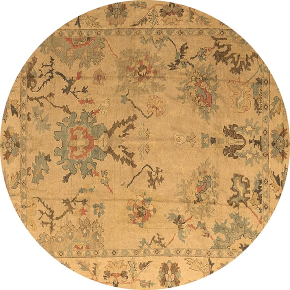 Ahgly Company Indoor Round Abstract Brown Modern Area Rugs, 3' Round