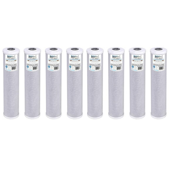 Lot de 8 de Baleen Filters 20 Pouces x 4.5 Pouces 10 Microns Cartouche de Filtre à Charbon de Performance de Remplacement pour HDX CB-45-2010, Pentek EPM-20BB