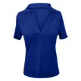 thumbnail image 6 of yunLCZ Basic Women's Tees Discounted New Women's Casual V Neck Solid Color Lapel Short Sleeved Shirt Summer short sleeve loose fit tunics, 6 of 7