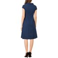 thumbnail image 3 of INSPIRE CHIC Women's Cap Sleeve Cotton Button Down Midi Dress XS Navy Blue, 3 of 7