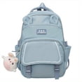 thumbnail image 5 of 1pc Girls Primary School Junior High School Students Schoolabg, Fashion Double Shoulder Bag, Large-capacity Multi-pocket Simple Solid Color Trendy Backpack, Cute Rabbit Ears Shape Backpack With Cute Rabbit Pendant, 5 of 5