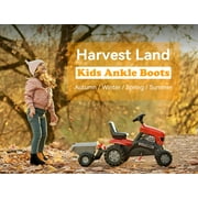 HARVEST LAND Little/Big Girl Ankle Boots Kids Short Zipper Flat Booties Black Size 11-5