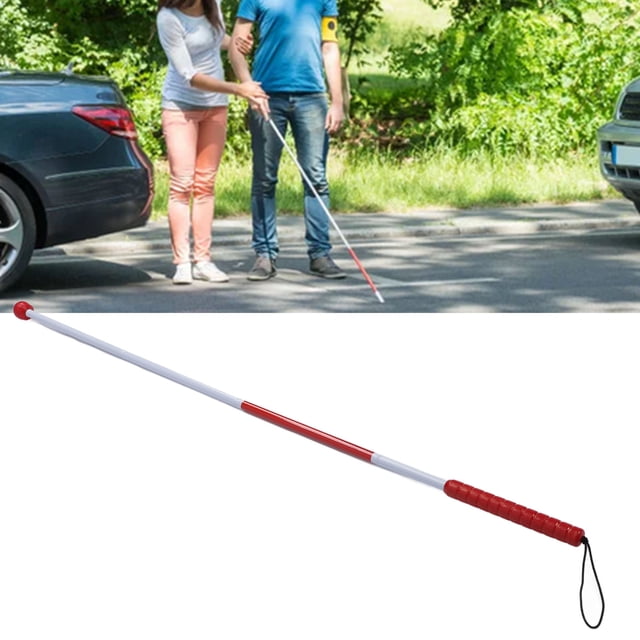 Canne pour Store Pliable, Canne pour Store Lanière en Nylon Réfléchissante Rouge pour Malvoyants