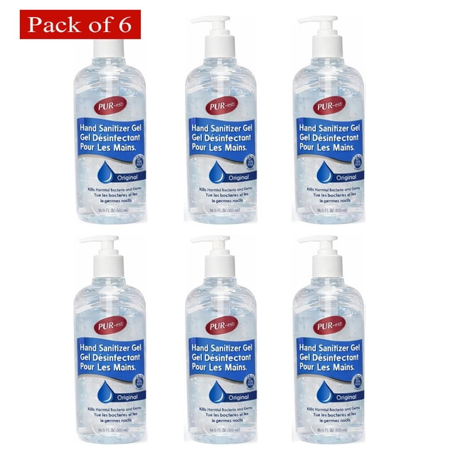 Instant Aid Hand Sanitizer, 70% Alcohol with Pump. 99.9% Effective, With Moisturizer & Vit E. Rinse-Free Formula, Ideal For Home, Office, Or Business Use, Each 500mL Bottle (Pack of 6)