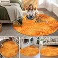 thumbnail image 6 of Orange Gold Palm Leaf Round Area&nbsp;Rug 3ft Abstract Tropical Plant Watercolor Non-Slip&nbsp;Washable Circle Rugs Soft Felt Indoor Floor Mat for Bedroom Kitchen Living Room Bathroom, 6 of 9