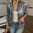 thumbnail image 2 of Women Jacket Glitter Long Sleeve Zip Up Cropped Slim Fit Plus Size Casual Party Outerwear Trendy Clothes, 2 of 5
