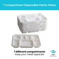 thumbnail image 2 of ASK WHOLESALE 7 Compartment Plastic Rectangle Plates | 13.50" x 10.47", PACK OF 100 | Heavy Duty, Super Strong, Eco-Friendly Disposable Plates, 100% BPA Free, For Buffet and Party, 2 of 4