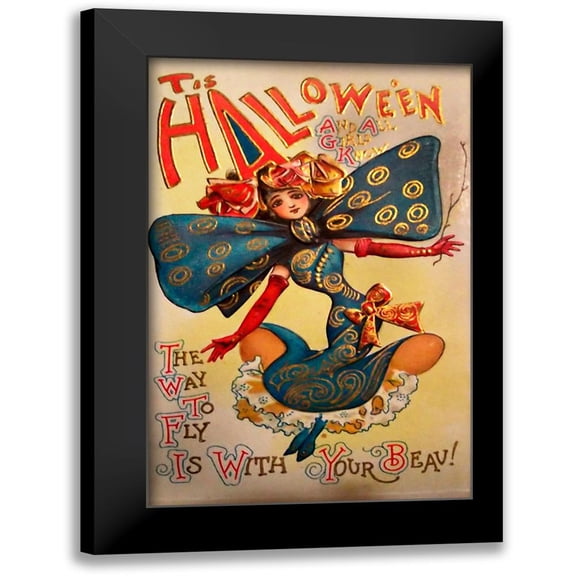 Vintage Apple Collection 11x14 Black Modern Framed Museum Art Print Titled - Halloween Fly With Your Beau.tif