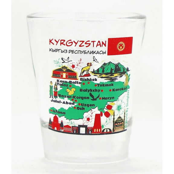 Kyrgyzstan Landmarks and Icons Collage Shot Glass