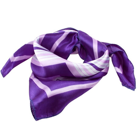 Unique Bargains Purple Brim White Stripe Pattern Polyester Kerchief Neckerchief for Woman