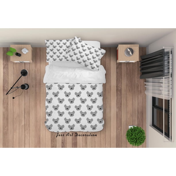3D mapache de dibujos animados Funda de edredón Juego de ropa de cama Funda de edredón Fundas de almohada LXL 14