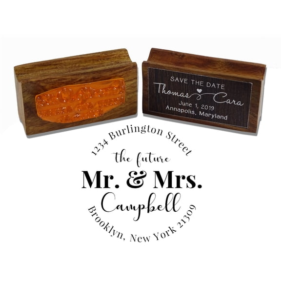 Printtoo Personalized Future Wood Mounted Round Rubber Stamp Address Custom Stamper-1.77 Inches Diamater