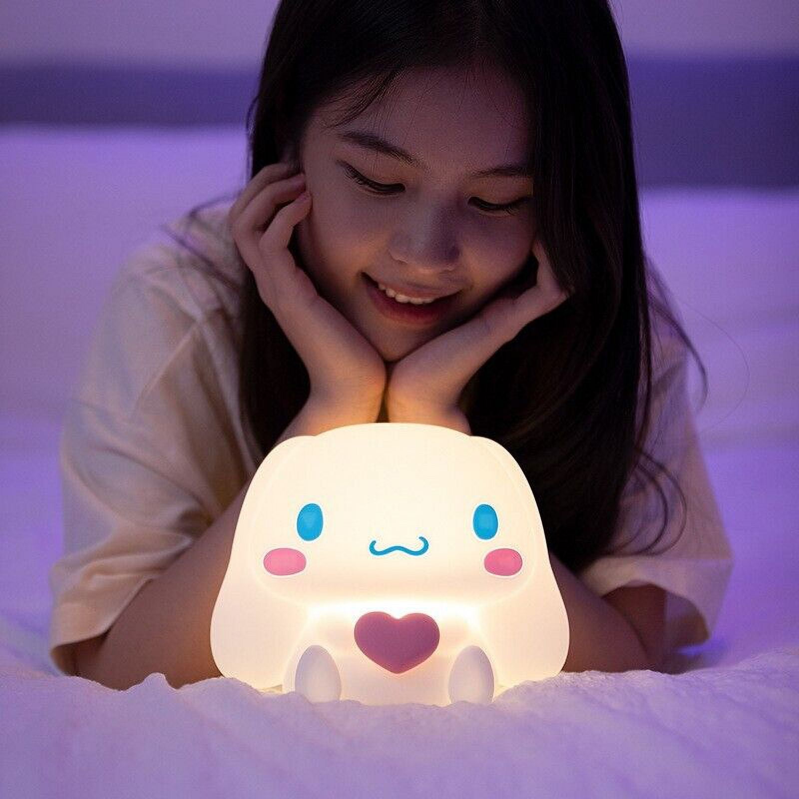 Kawaii Cute Heart Cinnamoroll Pat Night Light Cartoon USB Rechargeable Induction Bedside Night Lamp with Remote