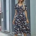 thumbnail image 6 of Homenesgenics Dresses for Women Summer Maxi Formal Spring Midi Prom SunDresses Women Casual Short Sleeve V-Neck Floral Dresses Slim Dress, 6 of 8
