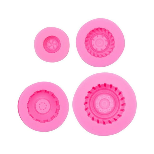 4 Pieces/Set Car Tire Fondant Mold Flexible Decorative Baking Tool Non-stick Round Cake Chocolate Baking Mould Tool Accessories