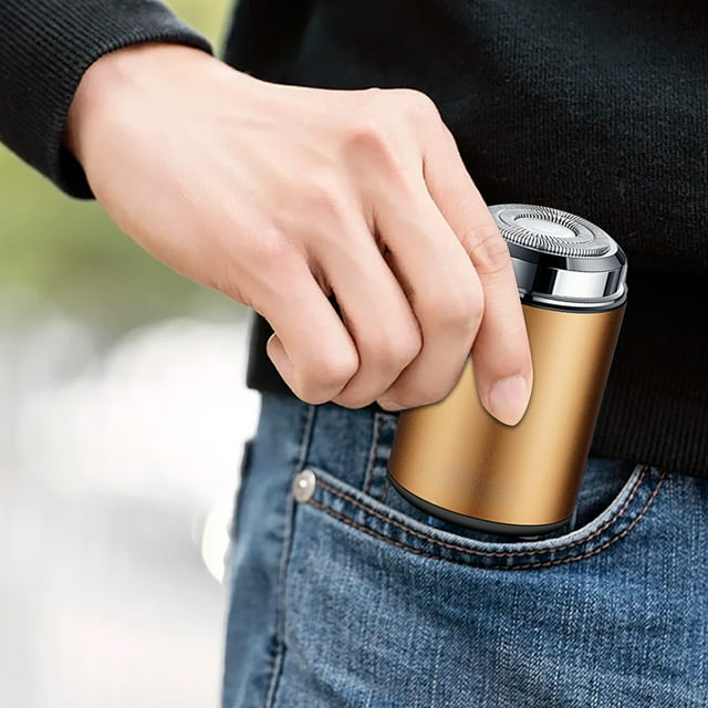 Mini afeitadora eléctrica recargable de metal, carga rápida tipo C, IPX7 resistente al agua, cuchillas de acero inoxidable, portátil para el cuidado personal masculino y viajes