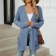 thumbnail image 5 of idosla Cardigan Sweaters for Women Fall Open Front Tops Soft Ribbed Knit Ruched Pockets Outerwears (Blue, XXL), 5 of 8