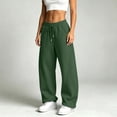 thumbnail image 2 of HomeDM Women's Baggy Sweatpants Wide Leg Drawstring Elastic Waist Lounge Sweat Pants with Pockets Army Green XL, 2 of 7