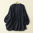 thumbnail image 2 of Towmus V Neck Linen Tshirts for Women Summer Fall 3/4 Sleeve Relaxed Fit Long Basic Tee Shirt Tops, 2 of 6
