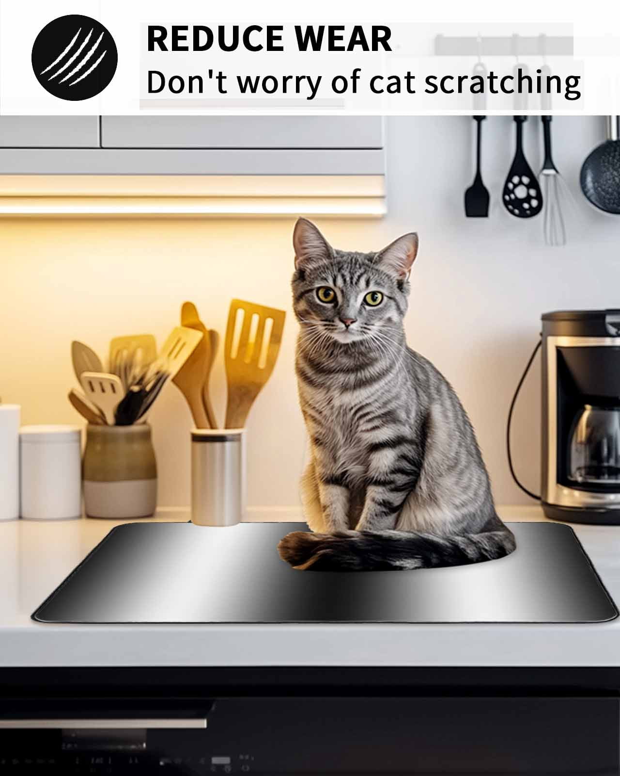 Stove Top Covers for Electric Stove, Black White Glass Stovetop Cover Protector, Gradient Gray Monochrome Minimalist Stripe Induction Cooktop Protector Oven Mat for Kitchen Countertop 24"x21"