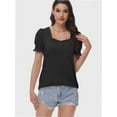 thumbnail image 4 of Women's Square Neck Tops Ruffle Trim Sleeve T-Shirts for Summer Casual Short Tees, 4 of 7