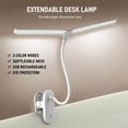 thumbnail image 3 of Labymos Extendable Desk Lamp with Clip USB Charging Port 3 Color Modes Eye Protection for, 3 of 8