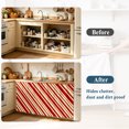 thumbnail image 3 of Red Brown Striped Sink Skirt for Bathroom, Self-Adhesive Under Sink Curtain, Modern Geometric Minimalist Lines Hide Pipes & Storage Fabric Cabinet Skirt Cover for Kitchen Laundry 32"x55", 3 of 8