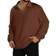 thumbnail image 2 of Havenx Men Long Sleeve Polo Sweater V Neck Knit Polo Shirts 2025 Trendy Lightweight Ribbed Golf Shirts Pullover Sweater,Brown XL, 2 of 8