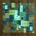 thumbnail image 1 of Ahgly Company Indoor Square Abstract Turquoise Blue Contemporary Area Rugs, 3' Square, 1 of 4