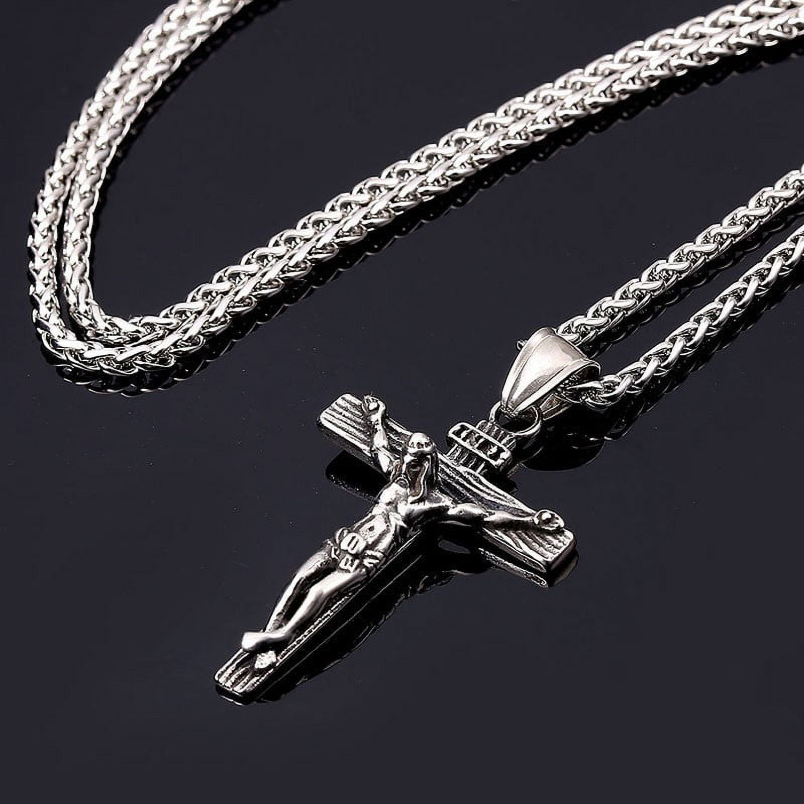 Buy VIRAASI Unisex Silver-Plated Jesus Cross Pendant with Chain Necklace  online