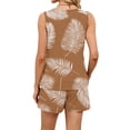 thumbnail image 5 of Iaqnaocc Two Piece Sets for Women Casual Short Sets for Women Hawaiian Tropic Square Neck Sleeveless Womens Tops and Shorts Summer Outfits Lounge Sets for Women Light Brown 3XL, 5 of 5