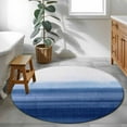 thumbnail image 4 of 3.3ft Round Rug, Navy Blue Ombre Non-Skid Rubber Backing Large Area Rugs - Living Room Bedroom Home Office, Farmhouse Modern Gradient Indoor Floor Mat Carpets Washable Rug, 4 of 9