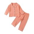 thumbnail image 1 of EWODOS, conjuntos de pijamas de Navidad para chico a juego con la familia, camisetas con solapa de manga larga de Color contrastante, pantalones largos, traje de dormir para bebé y niño, 1 of 4
