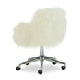 thumbnail image 4 of Linon Fiona Faux Fur Upholstered Office Chair Silver Base Wheels in Off White, 4 of 8