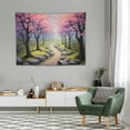 thumbnail image 2 of GOSMITH  Pink Cherry Blossom Tree Tapestry Home Decor Forest Path Natural Floral Landscape Tapestry Wall Hanging Decor for Room, 2 of 7