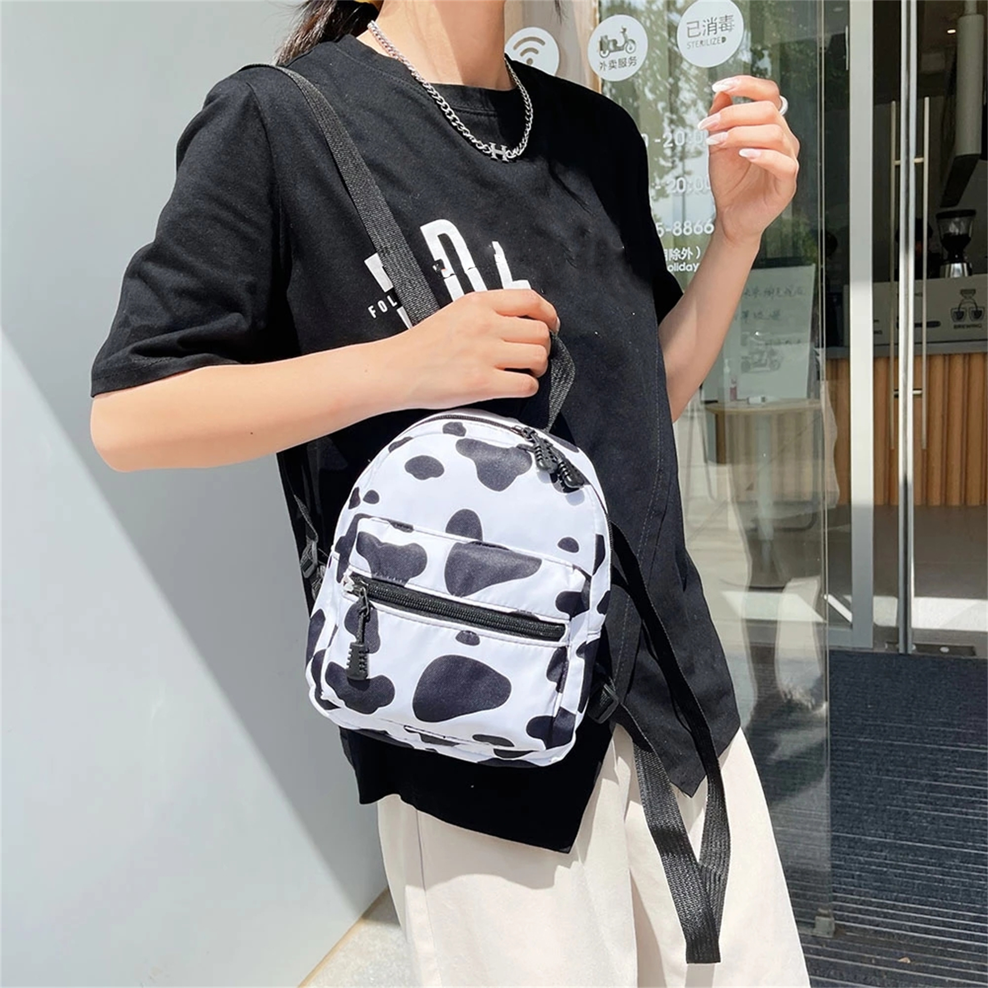 SHEIN, Bags, Shein Mini Backpack In Black White Butterfly Print