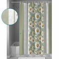 thumbnail image 3 of Shower Curtain Bathroom Set White Daisy Flower Sage Green Stripe Waterproof Fabric Shower Curtains with Grommets&Hooks Watercolor Floral Privacy Bath Curtain for Bathtub 48x72in, 3 of 7