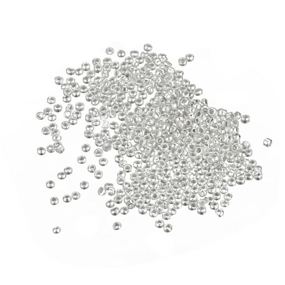 Uxcell 1000 Pcs Brass Crimp Tube Beads Jewelry Making Tube Crimp End Spacer Bead for DIY Silver Tone 0.08"