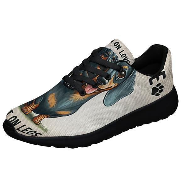 Dachshund Dog Long On Love Short On Legs Shoes Sneakers Black Size 3.5