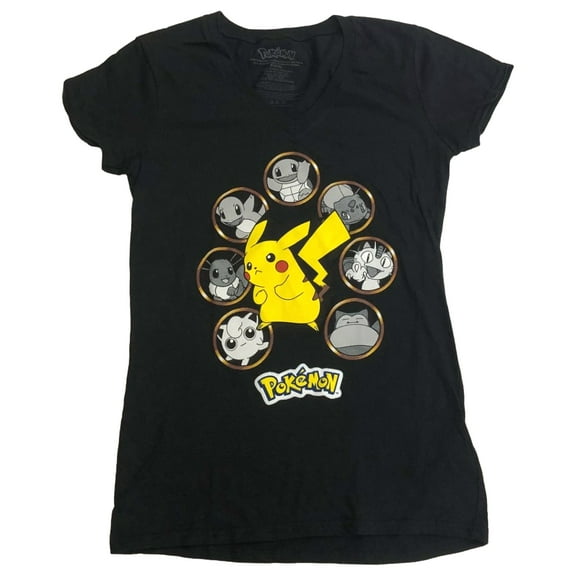 Pokemon Womens (Jrs) Black V-Neck Pikachu Tee Shirt T-shirt X-Large