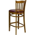 thumbnail image 5 of Emma + Oliver Vertical Slat Back Cherry Wood Barstool, Burgundy Vinyl Seat, 5 of 6