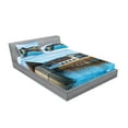 thumbnail image 2 of Ambesonne Rustic Fitted Sheet & Pillow Sham Set, European Town Bridge, Queen, Blue Brown, 2 of 2