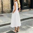 thumbnail image 5 of QUNYINEY Sleeveless Womens Summer Dresses Casual Midi Button Down White A Line Sundress with Pockets Collared Loose Fit Dresses S-2XL, 5 of 5