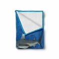 thumbnail image 2 of Shark Soft Flannel Fleece Blanket, Tropical Underwater World with Fishes Swimming and Coral Reef Serene Wildlife Picture, Cozy Plush for Indoor and Outdoor Use, 70" x 90", Multicolor, by Ambesonne, 2 of 6