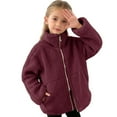 thumbnail image 4 of YunPes Cozy Fuzzy Jacket for Girls Lapel Zip Up Winter Warm Outerwear with Pockets Teen Outdoor Windproof Fleece Coat, 4 of 6