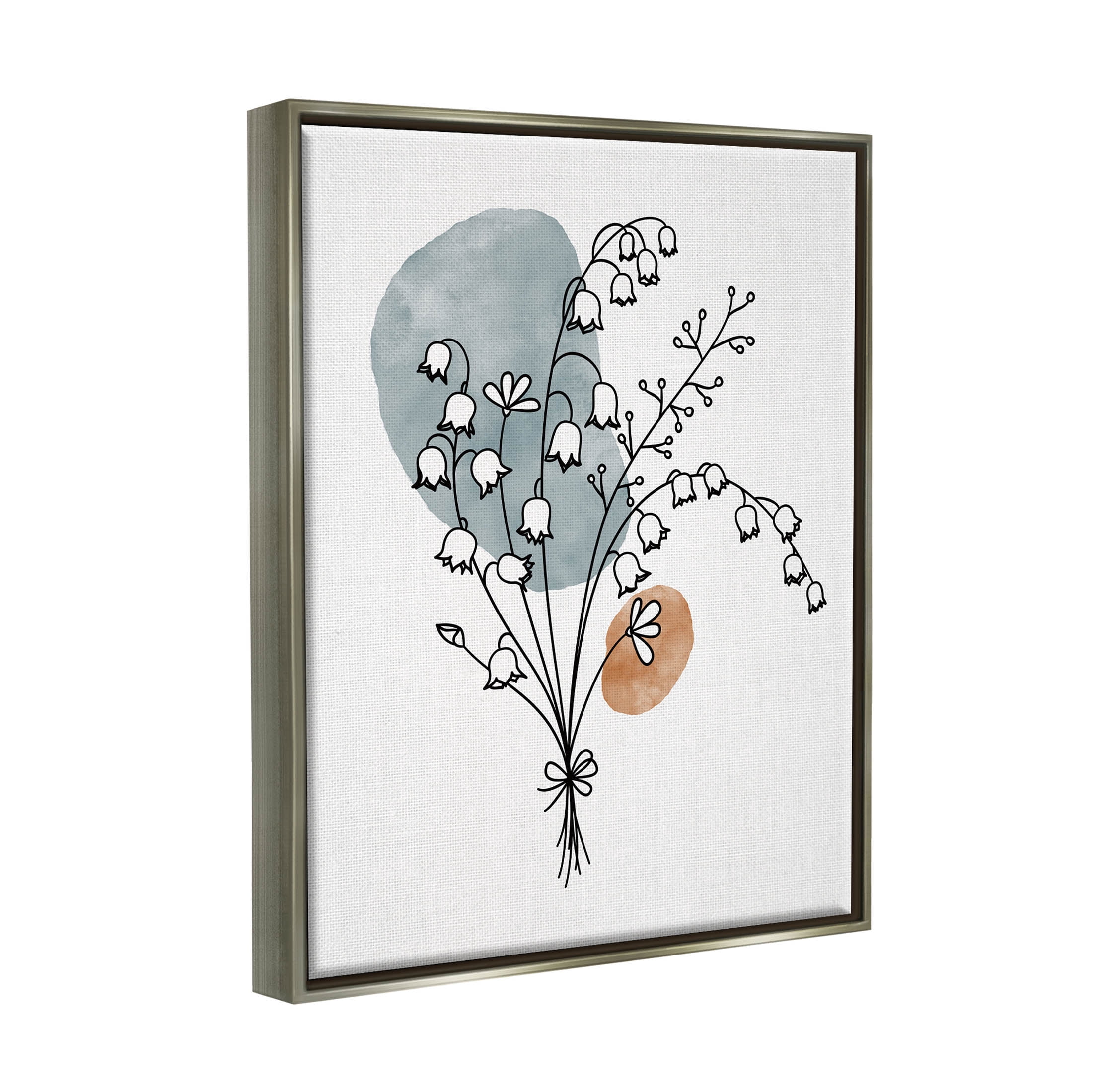 Stupell Industries Lily of the Valley Wildflower Graphic Art Luster Gray Floating Framed Canvas Print Wall Art, Design by JJ Design House LLC